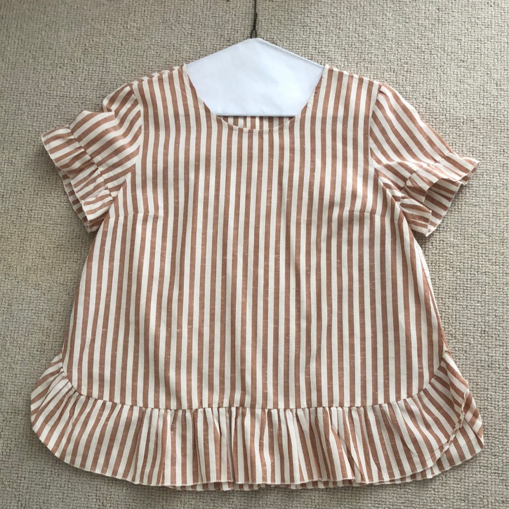 Striped short sleeve blouse